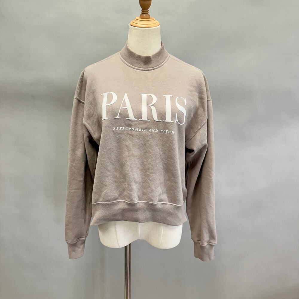 Abercrombie & Fitch Paris brown graphic mock neck sweater Size Small